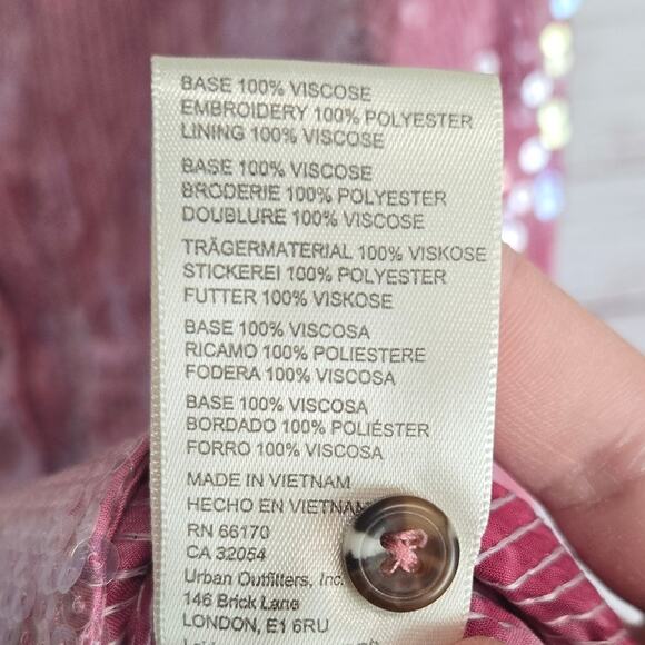 Picro Pink Sequined Shimmer Showgirl Top Size L Sparkle Feminine Holiday Party - Picture 5 of 12